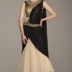Beige and Black Draped Outfit