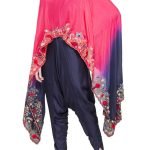 Pink & navy silk blue embroidered cape