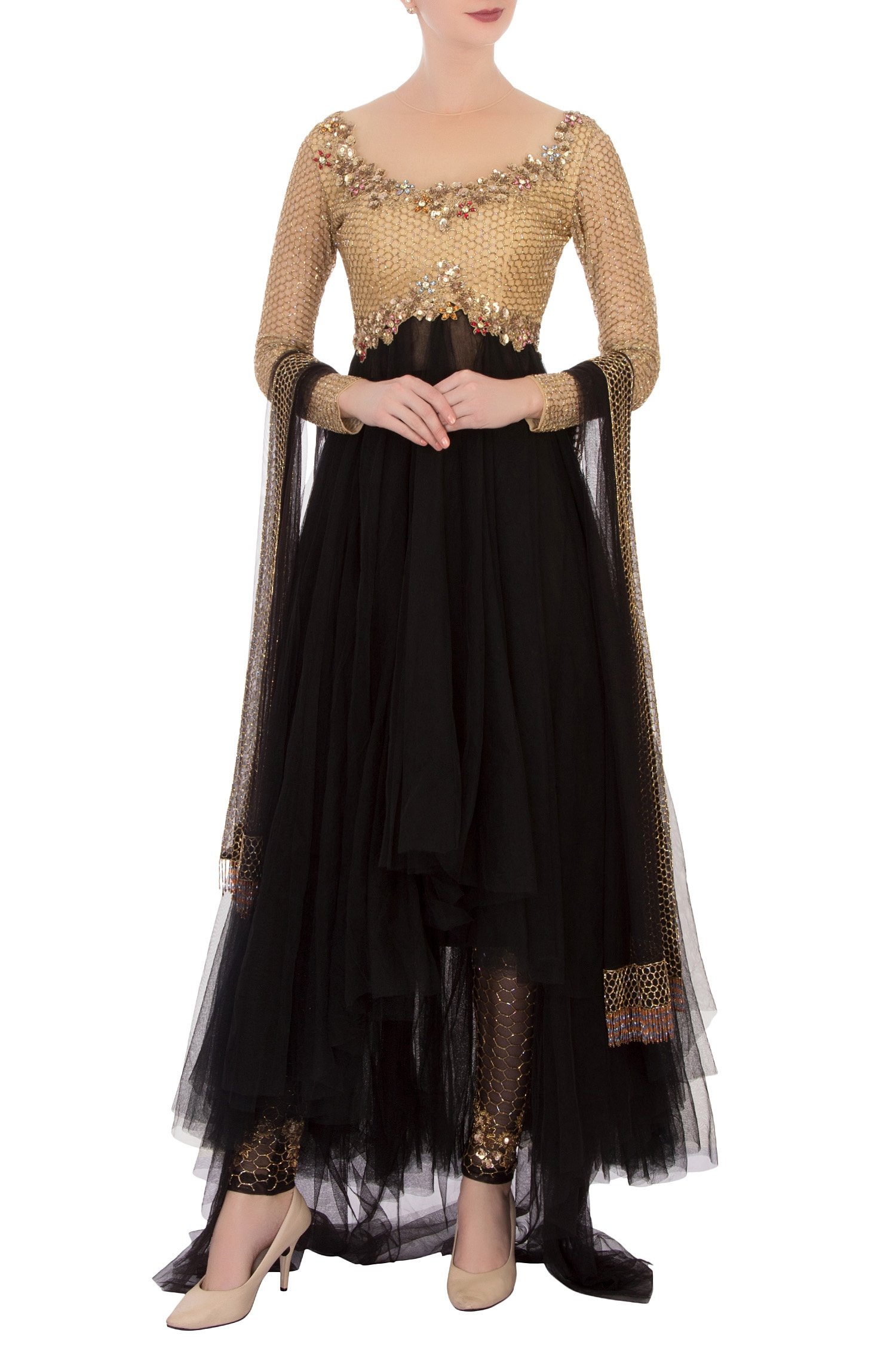 black net anarkali dress