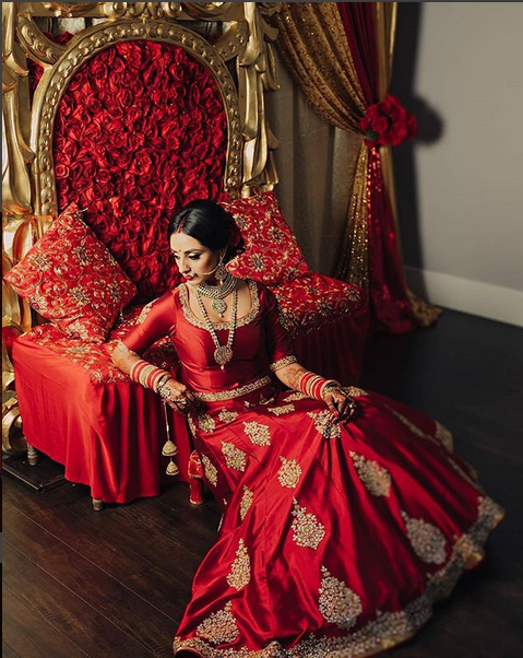 Deep Red Embroidered Lehenga Set Design by Pouli Pret at Pernia's Pop Up  Shop 2024
