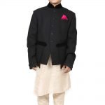 Black bandhgala with kurta and churidaar