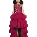 Maroon layered embellished dress