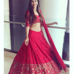 Red Color Reception Lehenga