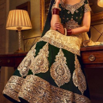 Bottle Green Color Bridal Lehenga