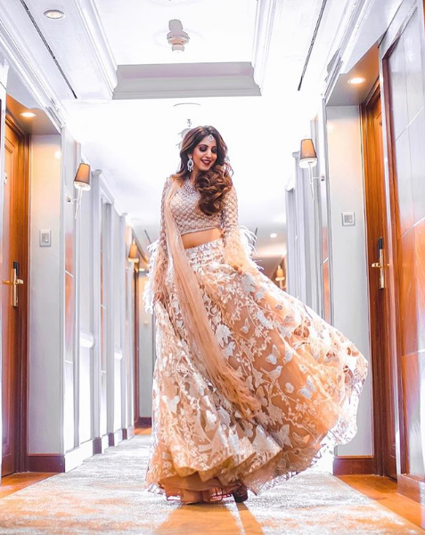 Beige Color Embroidered Lehenga