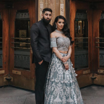 Our California Client In A Beautiful Smoke Grey Lehenga