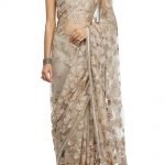 Muted grey embroidered saree