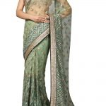 Mint embroidered embellished saree