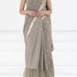 Pewter Embroidered Saree with Blouse