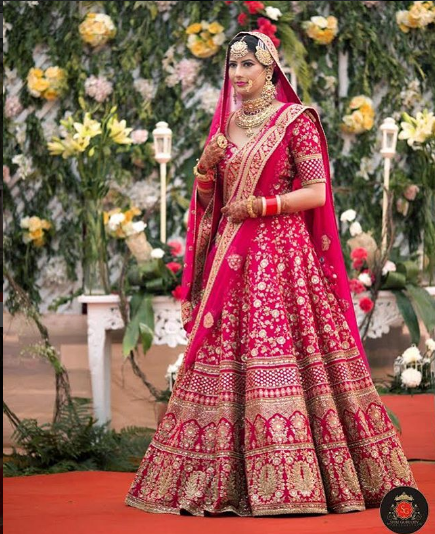 Magenta Pink Color Bridal Wear Silk Thread Work Lehenga Choli – fashionnaari