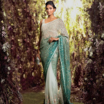 Mint Green Color Embroidered Saree