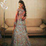 Smoke Grey Color Embroidered Lehenga