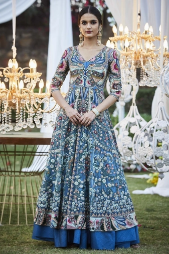 Embroidered anarkali jacket with lehenga