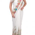 Ivory embroidered saree with blouse