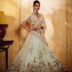 Mint Blue Party Wear Lehenga