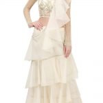 Ivory ruffle saree with blouse