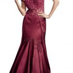 Wine embroidered draped gown