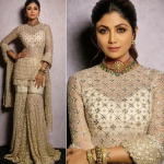 Shilpa Shetty In A Beige Color Sharara