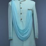 Powder Blue Italian Woven Wedding Sherwani
