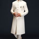 Ivory self design achkan set
