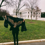 Black Color Eagle Embroidered Woolen Shawl