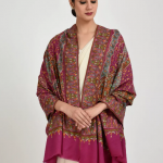 Magenta Papier Mache Hand Embroidered Pure Pashmina Shawl