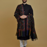 Black Pure Kashmir Pashmina Kani Jamawar Weave Shawl