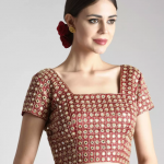 Royal Red Mirror Work And Zardozi Hand Embroidered Blouse