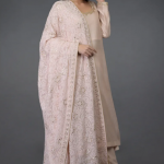 Powder Pink Chikankari & Gota Patti Hand Embroidered Dupatta