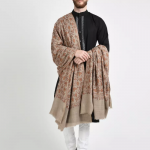 Natural Pure Pashmina Jamawar Sozni Hand Embroidered Men's Shawl