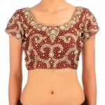 Rust Red Blouse with Floral Embellished Pattern