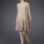 Beige Parsi Gara Embroidered Tunic Kurta