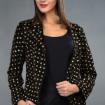 Black Silk Velvet Zardozi And Mirror Hand Embroidered Jacket