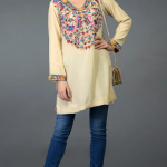 Deep Cream Kani Art Embroidered Tunic Top