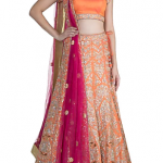 Orange Embroidered Lehenga Set