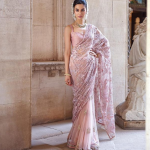 Pink Embroidered Sari For Party