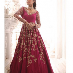 Magenta Color Embroidered Gown