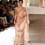 Beige Pink Color Party Wear Sari