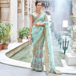 Mint Green Embroidered Sari