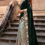 Mint Green And Dark Green Color Party Wear Sari