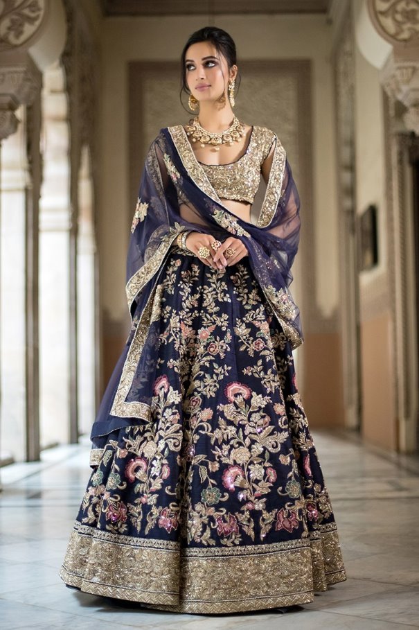 Royal Blue Lehenga Choli With Dupatta and Embroidery With 9mm Silver  Sequins With Moti Lace Border With Georgette Blouse With Embroidery - Etsy  Israel