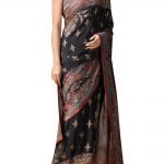 Black aari embroidered saree