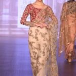 Beige Pink Color Embroidered Sari