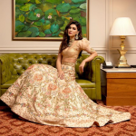 Kiriti In A Beige Pink Color Lehenga