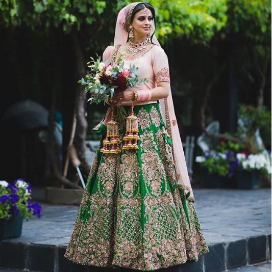 Buy Designer Green Lehenga | Latest Trendy Bridal Lehenga | Frontier Raas