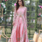 pink color party wear dress