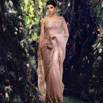 Beige Pink Color Party Wear Sari
