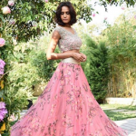 Pink color party wear lehenga