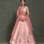 Pink party wear lehenga