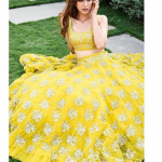 Yellow color party wear lehenga